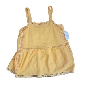 Yellow textured lace tank